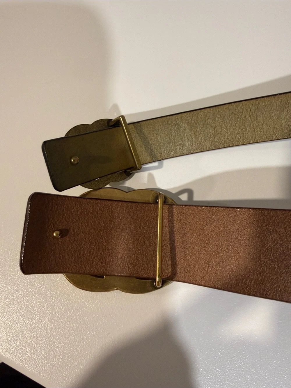 2 - Double G Leather Belts in Black and Brown